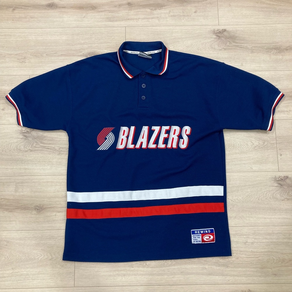 Vintage 90s Portland Trailblazer polo Men’s size L Navy.